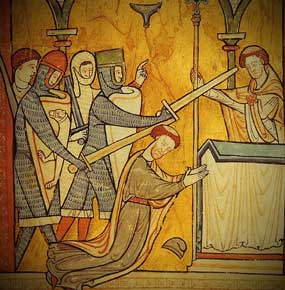 Becket being murdered in Canterbury Cathedral