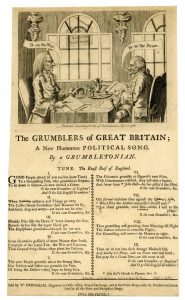 Grumblers of Great Britain. Cartoon illustrating the rise of Coffee House Politics