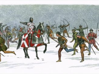 William Neville directing archers in the snow and blizzard at the Battle of Towton