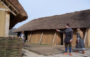 Author: Caravaca. Date: April 2006. Description: Reconstructed Viking houses at Hedeby (Haithabu) in Northern Germany.