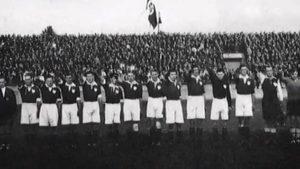 In 1938 the German National team played in Ireland. They and many dignitaries performed the Nazi Salute during the anthems. At the return fixture in 1939, the Republic of Ireland team also performed the Nazi Salute.