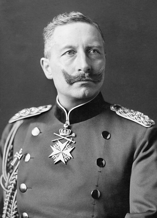 Head and shoulders portrait of Kaiser Wilhelm II by Court Photographer T. H. Voigt of Frankfurt, 1902.